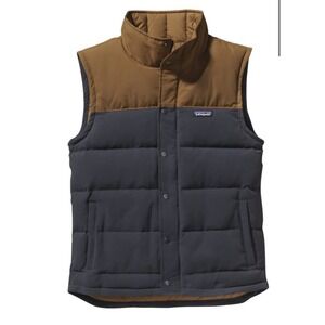 Patagonia Bivy Down Vest (Mens Large) Navy & Tan Puffer Insulated Outdoor Jacket
